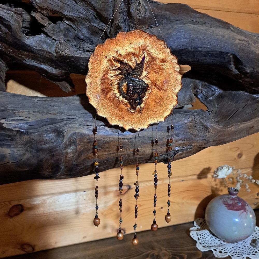 Handcrafted Dragon Resin Art Piece Beaded Sun Catcher